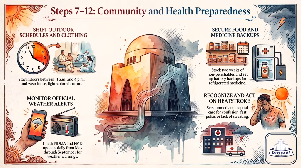 Steps 7–12: Community and Health Preparedness Infographic for Super El Niño Threat 2026.
