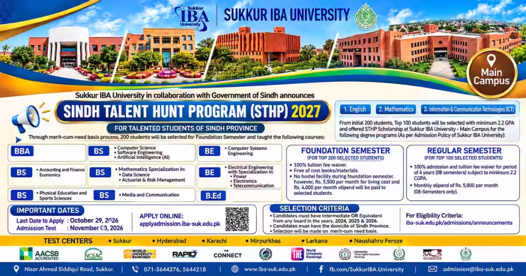 Sindh Talent Hunt Program IBA Sukkur